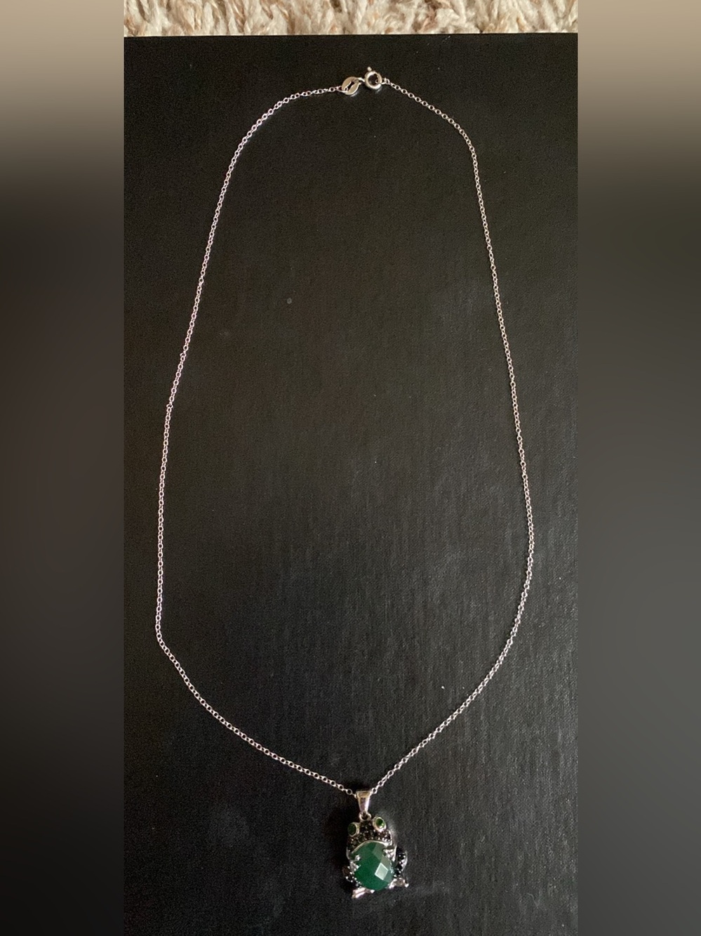 Sterling Silver Green Frog Pendant Necklace - Women Jewelry